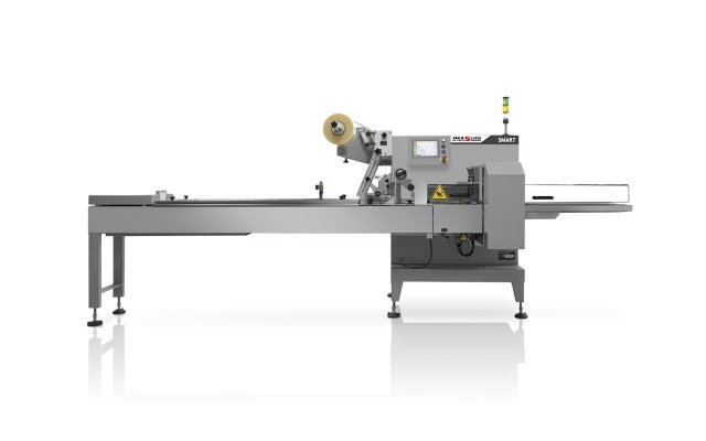 Ima Ilapak Smart horizontal flow wrap packaging machine and linear weigher Weightronic for produce potatoes on tray in pillow bag