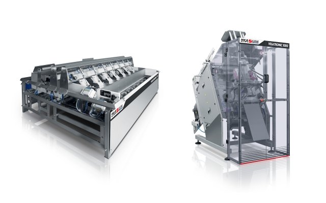 Ima Ilapak vibratory counting machine Z-602 and vertical bagger Vegatronic 1000 for bakery bread rolls in pillow bags